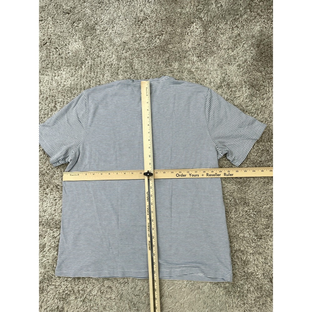 Joseph Abboud Shirt Mens 2XL Blue Striped Short Sleeve Henley Cotton Casual - Picture 8 of 9